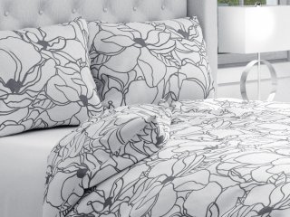 Bavlnené posteľné obliečky Sandra SA-271 Sivé designové kvety na bielom - Biante.sk