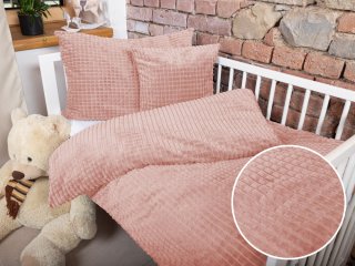 Detské posteľné obliečky do postieľky Minky kocky MKK-003 Púdrovo ružové - Biante.sk