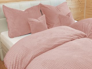 Hrejivé posteľné obliečky Minky kocky MKK-003 Púdrovo ružové - detail 1 - Biante.sk