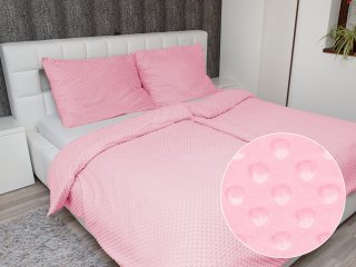 Hrejivé posteľné obliečky Minky 3D bodky MKP-035 Svetlo ružové - Biante.sk