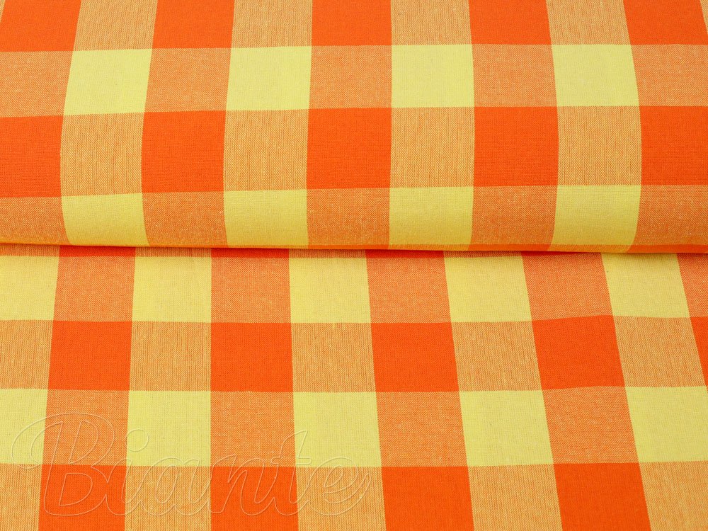 Bavlněná látka Olivia OL-003 Oranžovo-žlutá kostka velká - šířka 150 cm - detail 2 - Biante.cz