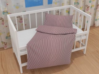 Detské bavlnené posteľné obliečky do postieľky Sandra SA-363 Tmavo červeno-biele pásiky - detail 1 - Biante.sk