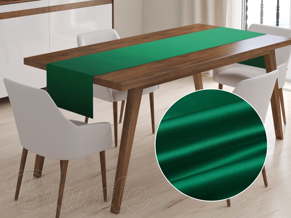 Saténový behúň na stôl polyesterový Satén LUX-012 Zelený - Biante.sk
