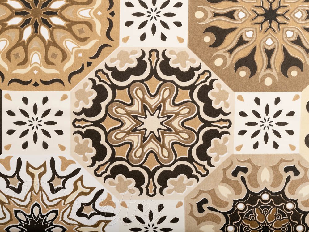 Bavlnená látka/plátno Sandra SA-447 Hnedo-béžové marocké dlaždice - šírka 160 cm - detail 5 - Biante.sk