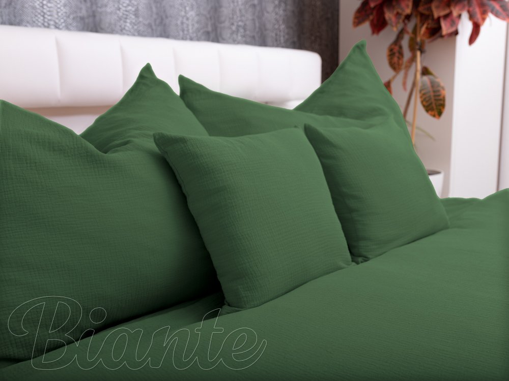 Mušelínové posteľné obliečky Nature MSN-011 Lesná zelená - detail 1 - Biante.sk