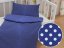 Detské bavlnené posteľné obliečky do postieľky Sandra SA-338 Biele bodky na modrom - Biante.sk