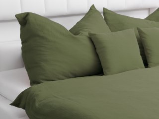 Detské mušelínové posteľné obliečky do postieľky Nature MSN-022 Tmavé olivovo zelené - detail 1 - Biante.sk