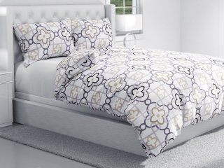 Bavlnené posteľné obliečky Sandra SA-420 Sivý a khaki designový vzor na bielom - detail 1 - Biante.sk
