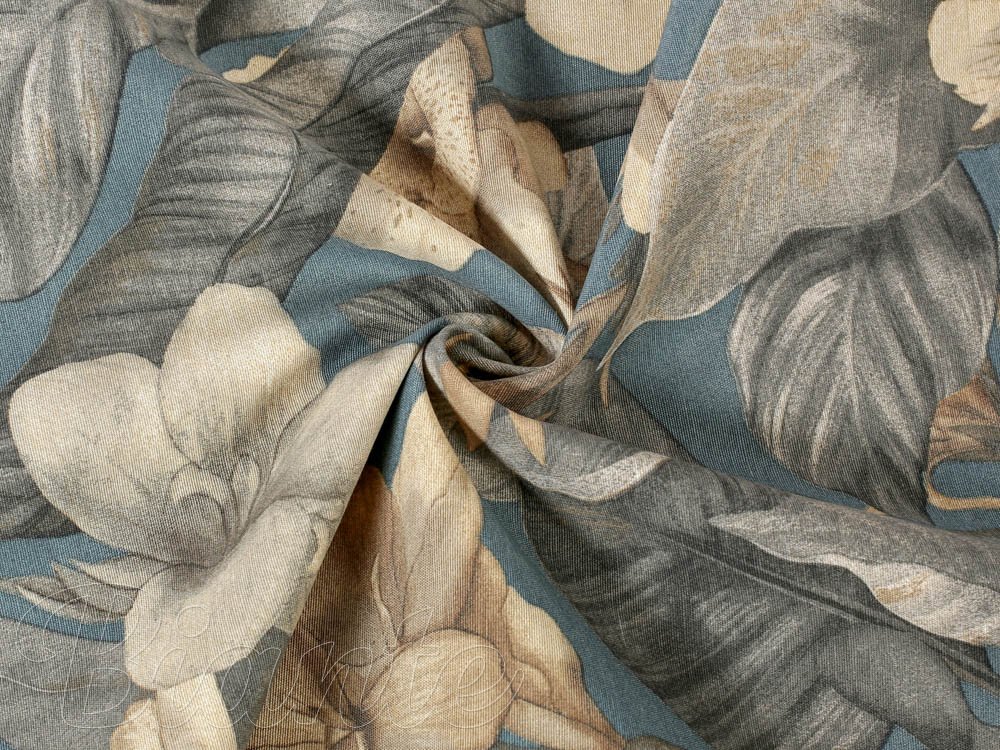 Dekorační látka Porto PRT-005 Květy a listy na tmavě modrém - šířka 140 cm a 280 cm - detail 1 - Biante.cz