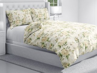 Bavlnené posteľné obliečky Sandra SA-473 Pivonky s motýlikmi na vanilkovom - detail 1 - Biante.sk