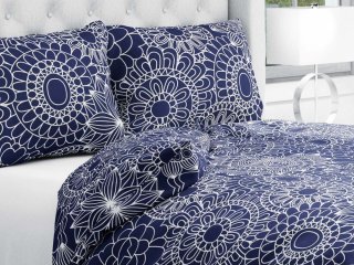 Bavlnené posteľné obliečky Sandra SA-273 Biele mandaly na tmavo modrom - Biante.sk
