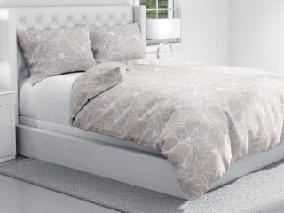 Bavlnené posteľné obliečky Sandra SA-270 Biele designové kvety na béžovom - detail 1 - Biante.sk