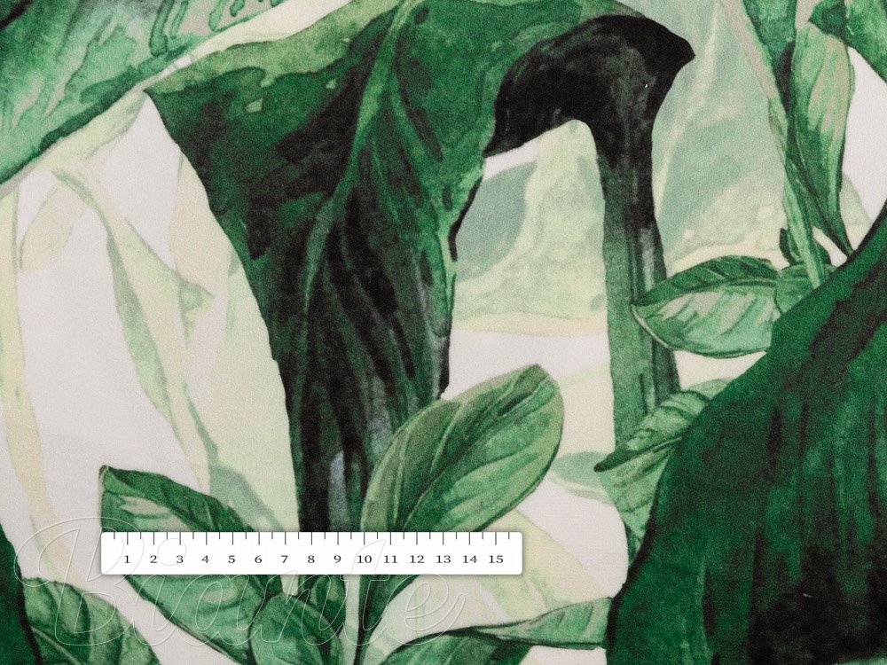 Zamatová látka Tamara TMR-028 Veľké zelené listy - šírka 140 cm - detail 3 - Biante.sk