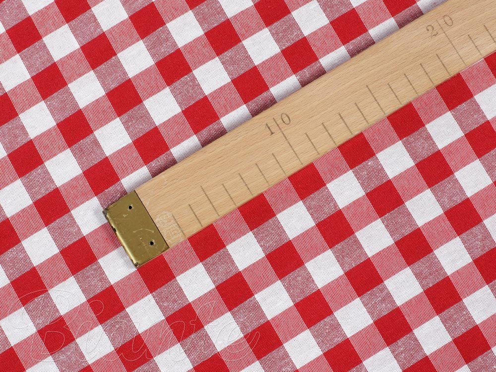 Dekoračná látka Rebeka RE-002 Červeno-biela kocka stredná - šírka 140 cm - detail 4 - Biante.sk