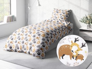 Detské bavlnené posteľné obliečky Sandra SA-223 Zvieratká s mláďátkami - Biante.sk