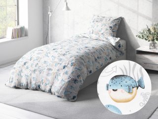 Detské bavlnené posteľné obliečky Sandra SA-442 Morský svet modrý na bielom - Biante.sk