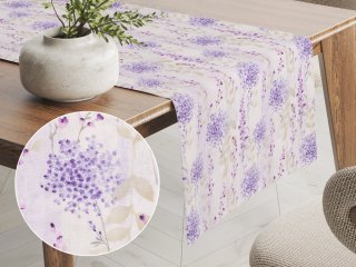 Dekoračný behúň na stôl PML-069 Fialové kvety na bielom - Biante.sk