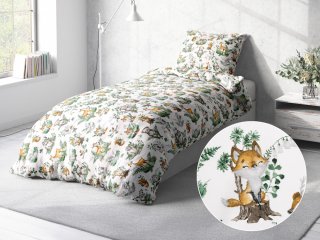 Detské bavlnené posteľné obliečky Sandra SA-459 Lesné zvieratká na bielom - Biante.sk
