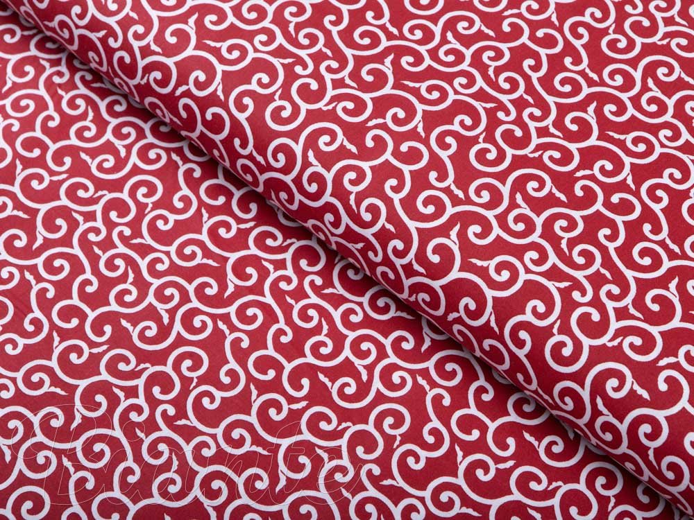 Bavlnená látka/plátno Sandra SA-259 Ornamenty na rubínovo červenom - šírka 140 cm - Biante.sk