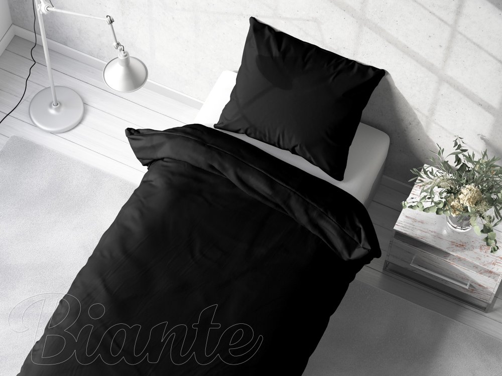 Bavlnené jednofarebné posteľné obliečky Moni MO-022 Čierne - detail 1 - Biante.sk