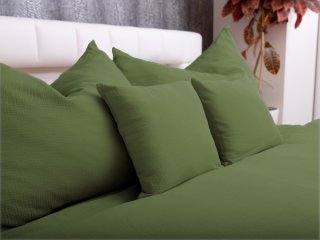 Mušelínové posteľné obliečky Nature MSN-022 Tmavé olivovo zelené - detail 1 - Biante.sk