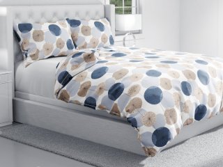 Bavlnené posteľné obliečky Sandra SA-446 Modro-hnedé designové púpavy - detail 1 - Biante.sk