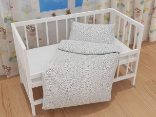 Detské bavlnené posteľné obliečky do postieľky Sandra SA-310 Čierne hviezdičky na bielom - detail 1 - Biante.sk