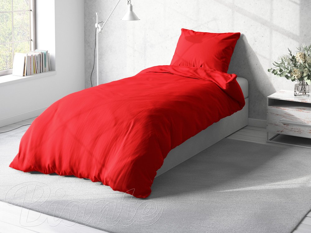 Bavlnené jednofarebné posteľné obliečky Moni MOD-502 Sýto červené - detail 1 - Biante.sk