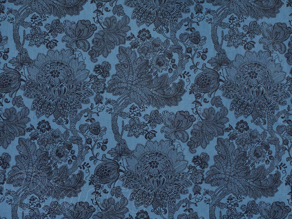 Bavlnená látka Melisa ML-002 Orientálne kvety na svetlo modrom - šírka 140 cm - detail 5 - Biante.sk