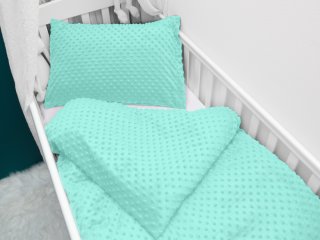 Detské posteľné obliečky do postieľky Minky 3D bodky MKP-003 Mintové - Biante.sk