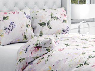 Bavlnené posteľné obliečky Sandra SA-287 Mix kvetov na bielom - Biante.sk