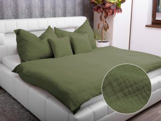 Mušelínové posteľné obliečky Nature MSN-022 Tmavé olivovo zelené - Biante.sk