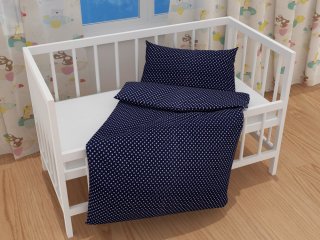 Detské bavlnené posteľné obliečky do postieľky Sandra SA-353 Drobné kytičky na tmavo modrom - detail 1 - Biante.sk