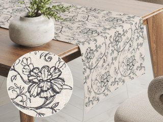 Dekoračný behúň na stôl Leona LN-014 Popínavé kvety na režnom - Biante.sk