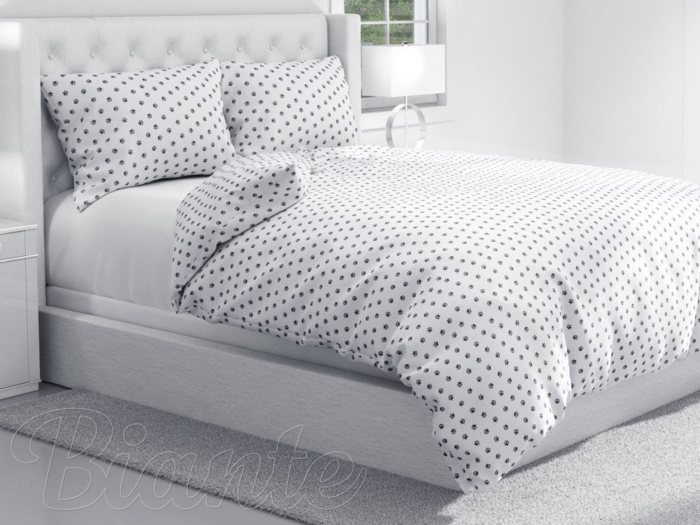 Bavlnené posteľné obliečky Sandra SA-018 Čierne labky na bielom - detail 1 - Biante.sk