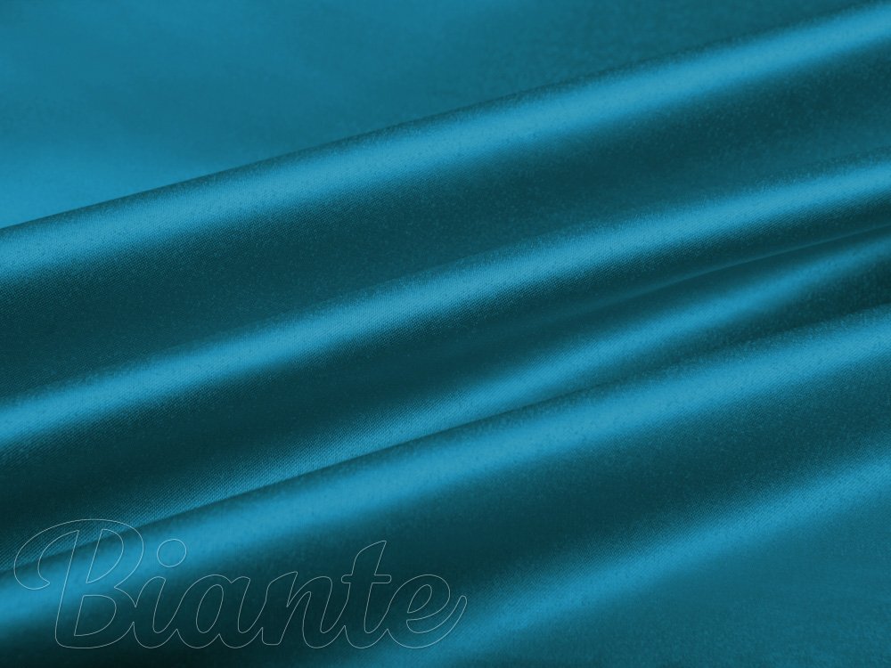 Látka polyesterový satén LUX-021 Petrolejově modrá - šířka 150 cm - Biante.cz