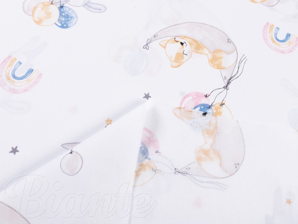 Detská bavlnená látka/plátno Sandra SA-374 Pandy líšky a zajačiky s balónikmi - šírka 160 cm - detail 4 - Biante.sk