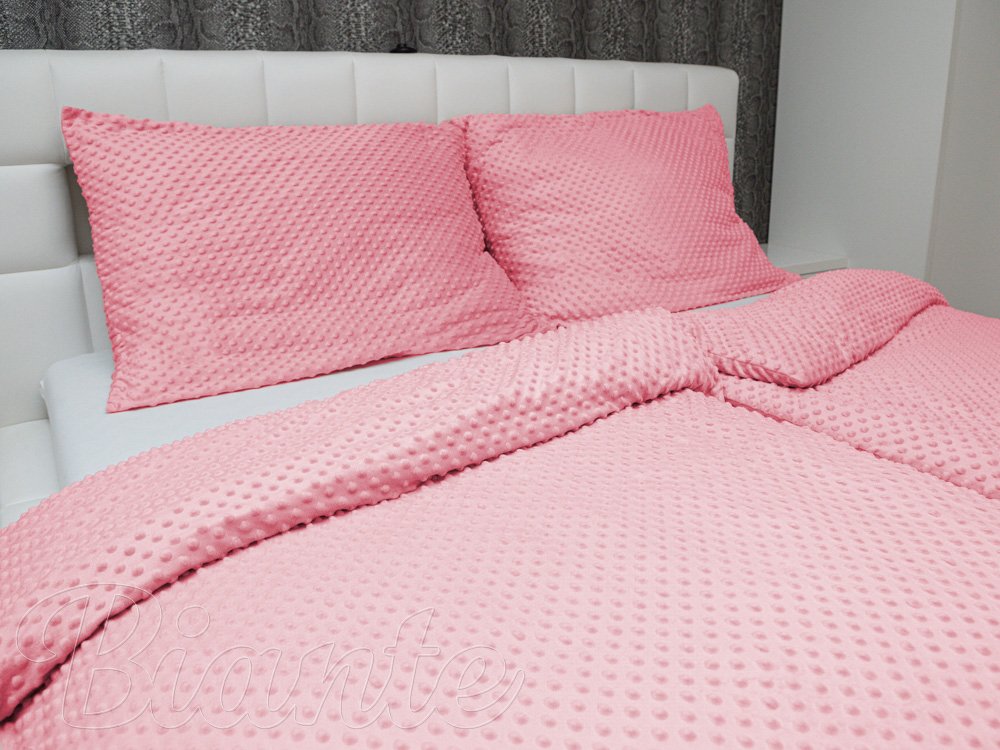 Hrejivé posteľné obliečky Minky 3D bodky MKP-011 Svetlo ružové - detail 1 - Biante.sk