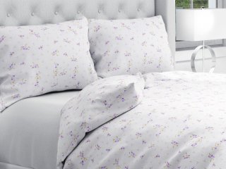 Bavlnené posteľné obliečky Sandra SA-296 Drobné fialové kvety na bielom - Biante.sk