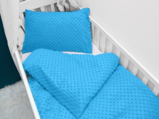 Detské posteľné obliečky do postieľky Minky 3D bodky MKP-034 Modré - Biante.sk