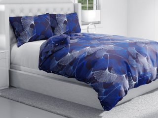 Bavlnené posteľné obliečky Sandra SA-502 Modré Ginkgo listy na modrom - detail 1 - Biante.sk