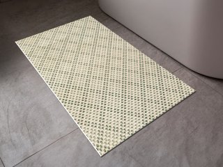 Koupelnová pěnová rohož / předložka PRO-072 Drobná zelená mozaika na béžovém - metráž šířka 65 cm - detail 1 - Biante.cz