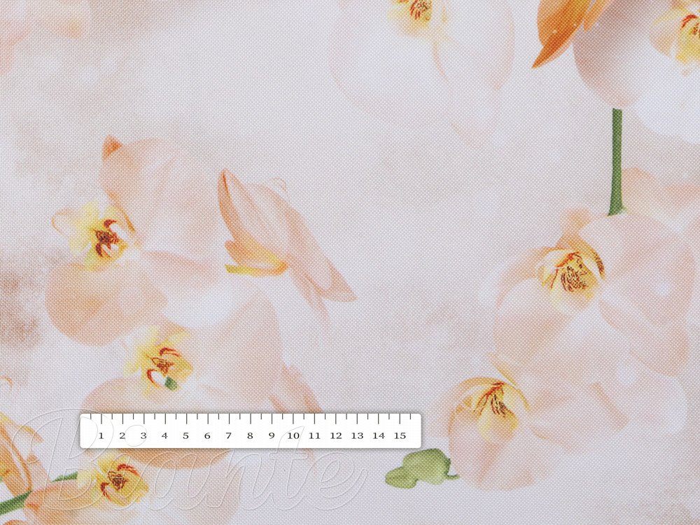 Teflonová látka na ubrusy TF-045 Orchideje na béžovém - šířka 150 cm - detail 5 - Biante.cz