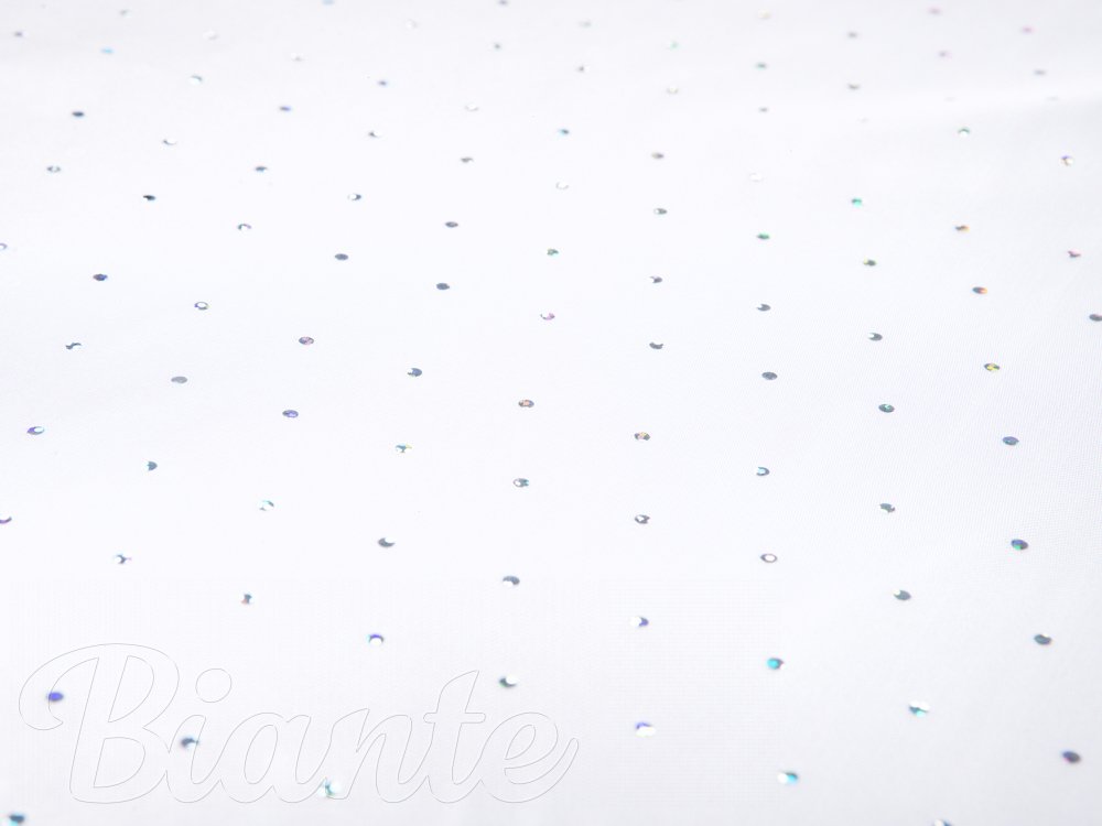 Bílá dekorační látka se třpytkami PM-025 - šířka 150 cm - detail 5 - Biante.cz
