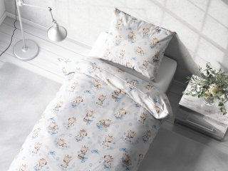 Detské bavlnené posteľné obliečky Sandra SA-443 Modré žirafy na bielom - detail 1 - Biante.sk