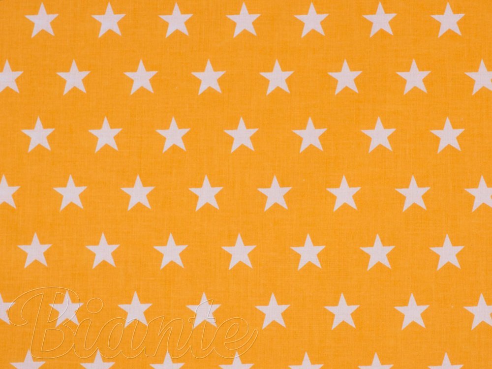 Bavlněná látka/plátno Sandra SA-034 Bílé hvězdičky na oranžovém - šířka 160 cm - detail 5 - Biante.cz