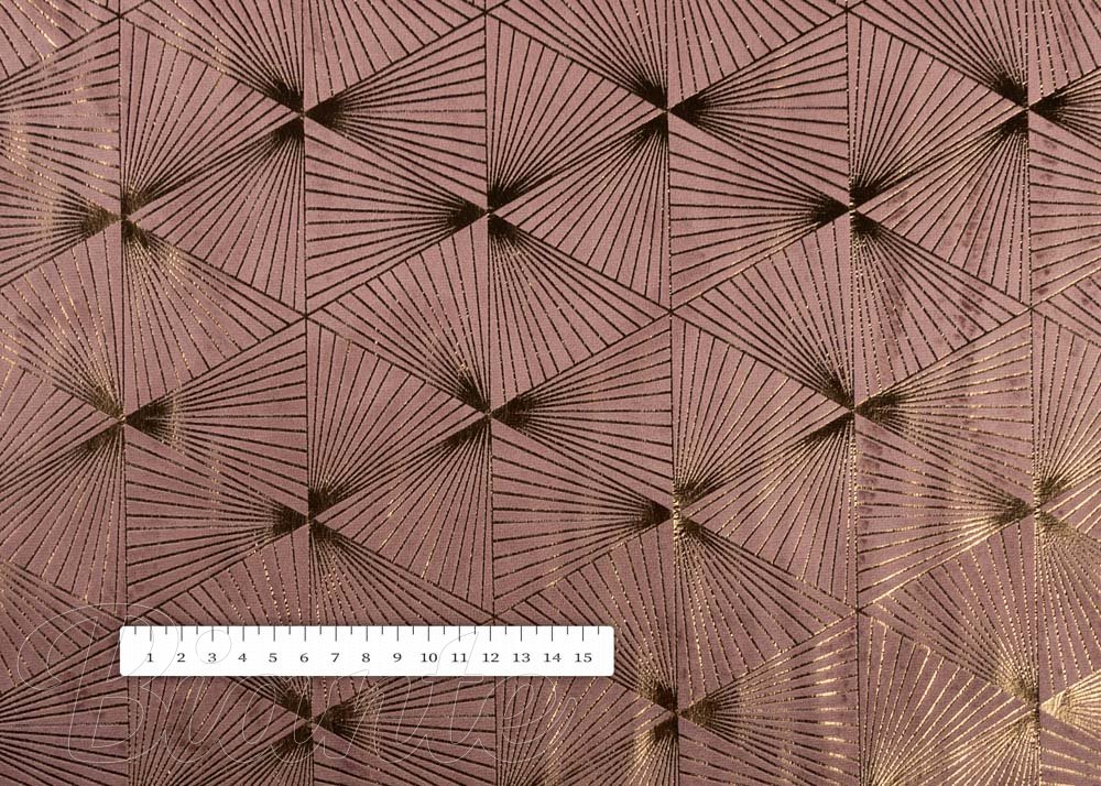 Sametová látka Isabela IBL-009 Rose Gold trojúhelníky na starorůžovém - šířka 280 cm - detail 5 - Biante.cz