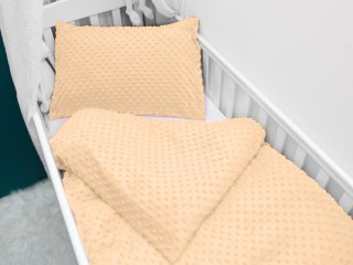 Detské posteľné obliečky do postieľky Minky 3D bodky MKP-006 Svetlo marhuľové - Biante.sk