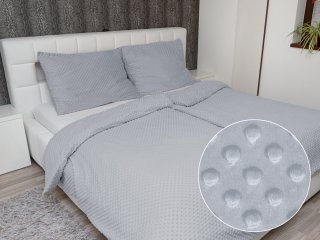 Hrejivé posteľné obliečky Minky 3D bodky MKP-050 Striebornosivé - Biante.sk