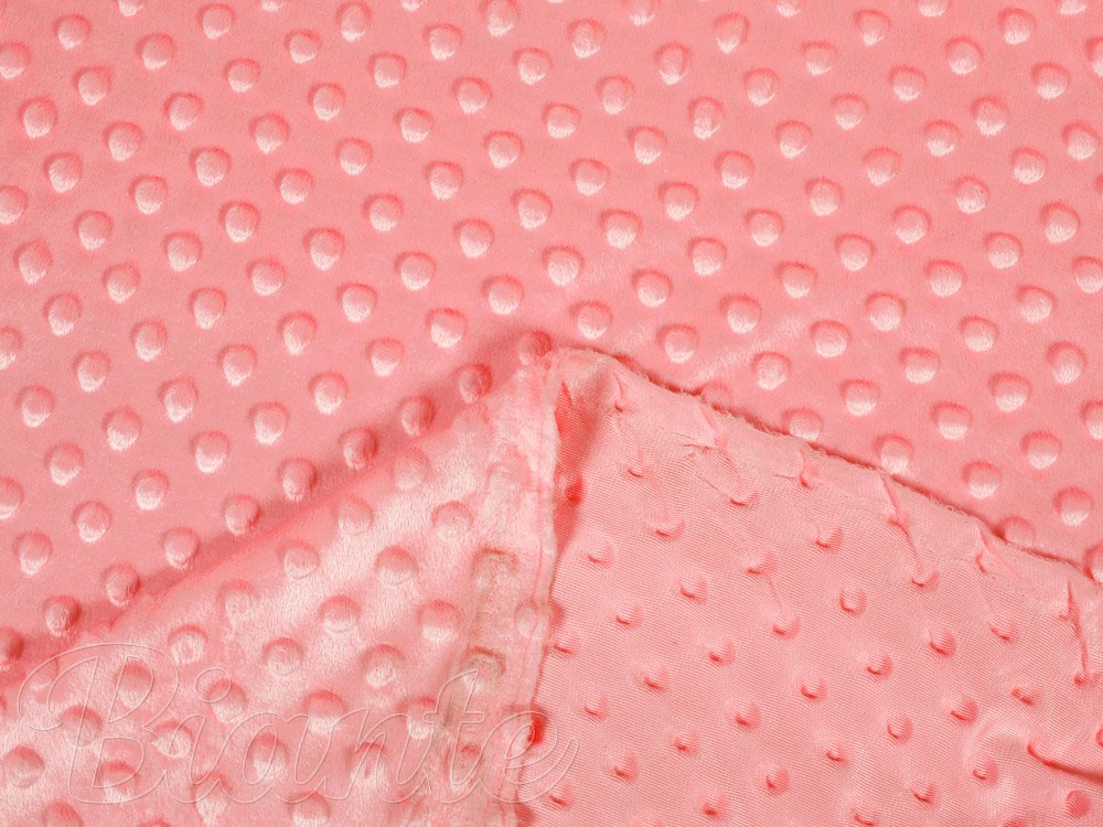 Detská látka Minky 3D bodky MKP-036 Korálovo ružová - šírka 150 cm - detail 3 - Biante.sk